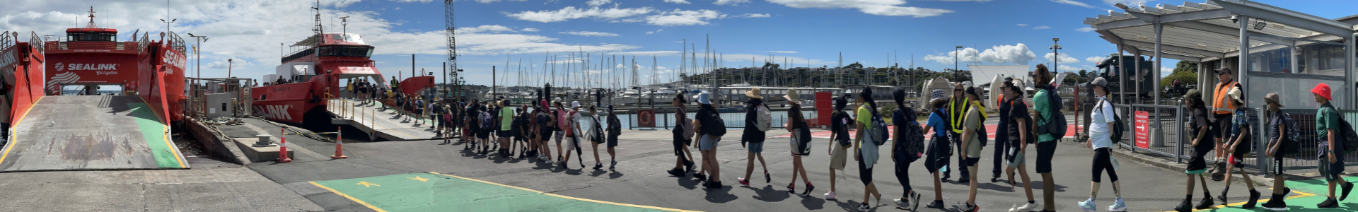 School kids boarding the charter